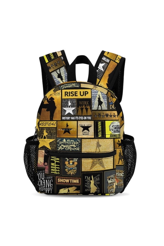 13In Hamil-,ton Star Music01 (1) Backpack Front Pocket Small Knapsack Cartoon Daypack Lightweight Bookbag