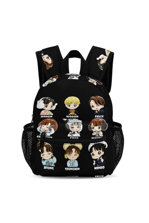 13In SKZ Stray Korea Ki Backpack Front Pocket Small Knapsack Cartoon Daypack Lightweight Bookbag