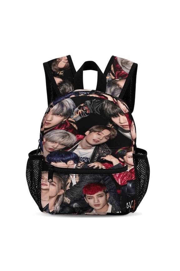 13In SKZ Stray Korea Ki Backpack Front Pocket Small Knapsack Cartoon Daypack Lightweight Bookbag