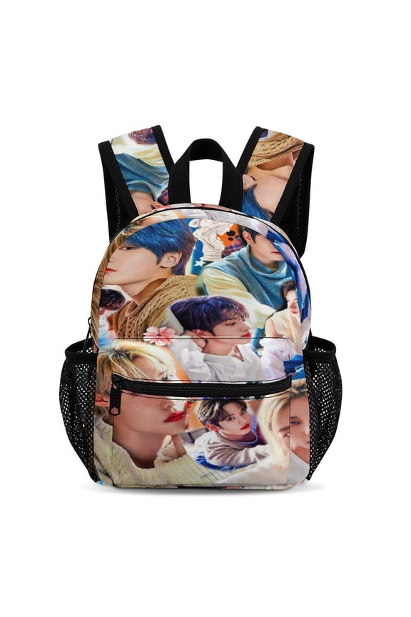 13In SKZ Stray Korea Ki Backpack Front Pocket Small Knapsack Cartoon Daypack Lightweight Bookbag