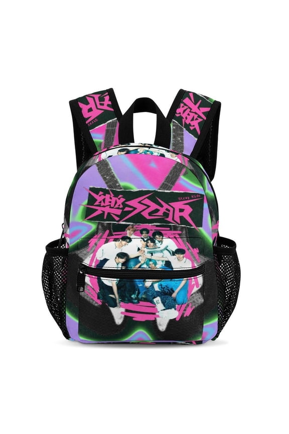 13In SKZ Stray Korea Ki Backpack Front Pocket Small Knapsack Cartoon Daypack Lightweight Bookbag