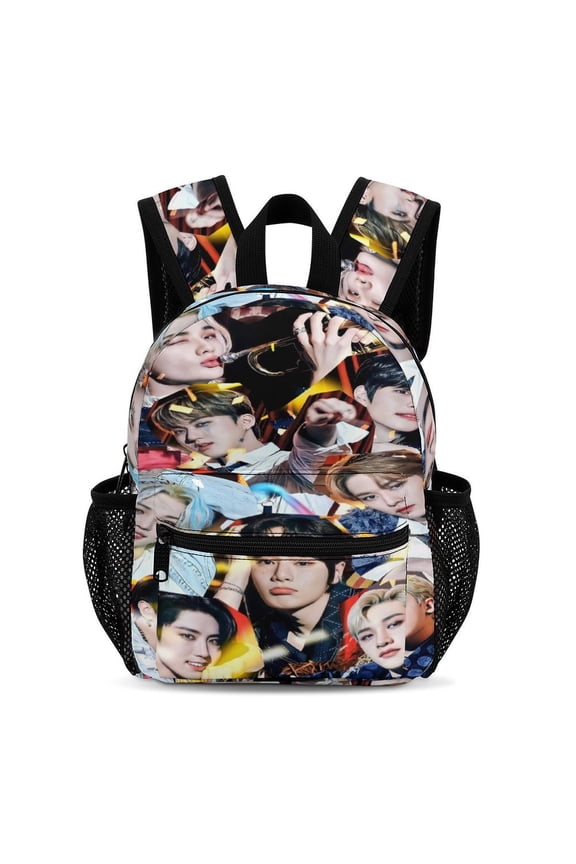 13In SKZ Stray Korea Ki Backpack Front Pocket Small Knapsack Cartoon Daypack Lightweight Bookbag
