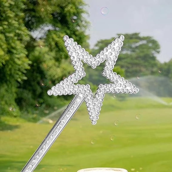13In Silver Princess Star Wand, Glitter Fairy Magic Design, Lover Cosplay Costume Accessory, Wand for Birthday Party Cosplay Use