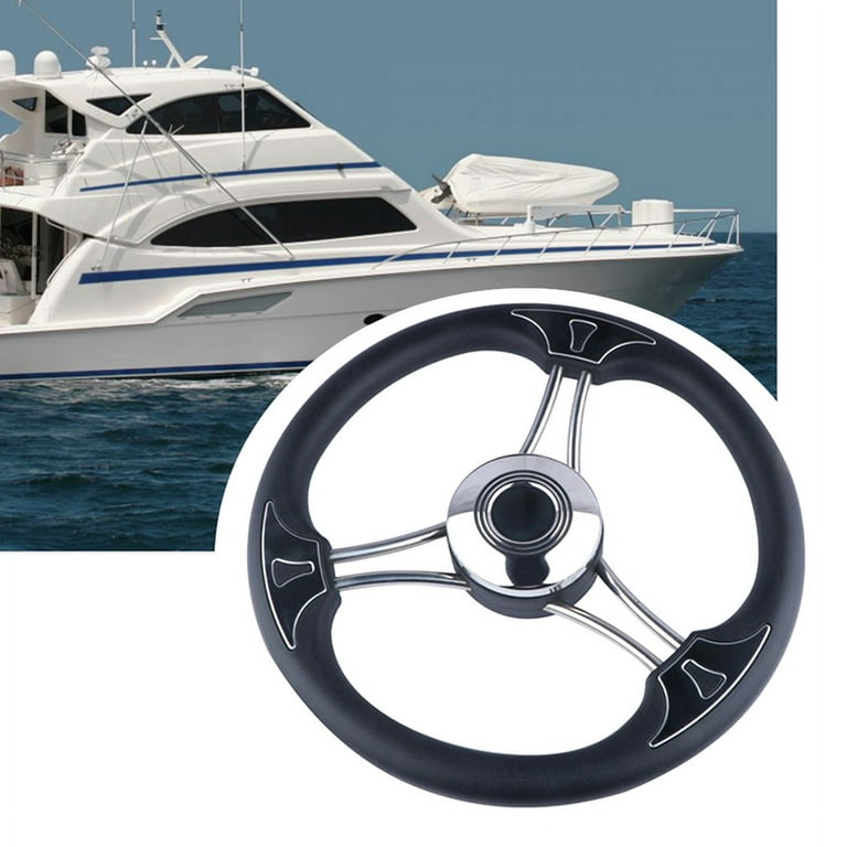 13Inch Boat Steering Wheel Stainless Steel Black Foam 3 Spoke Heavy Duty  Marine Boat Accessories Marine for Marine Yacht