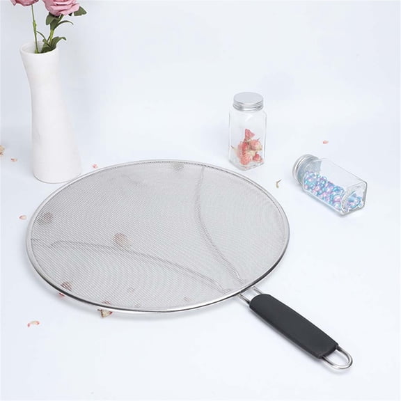13Inch Splatter Screen With Silicone Handle Stainless Steel Grease Splatter Guard Heavy Duty Splatter Screen Stops For Cooking 99% Of Hot Oil Splash(Multicolor-One Size)