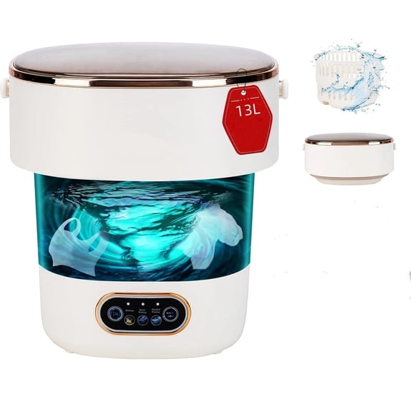 13L Portable Folding Mini Washing Machine with Spin-Dry, Compact for Small Spaces, Dorms & Travel