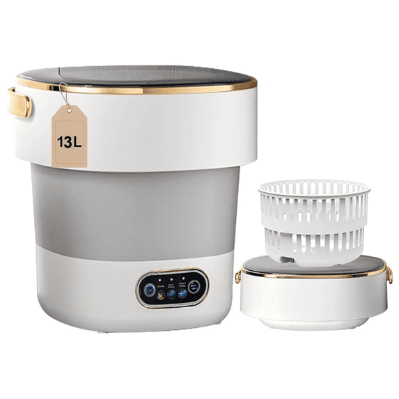 13L Portable Mini Folding Washing Machine with Spin-Dry Basket - 3 Wash Modes for Small Loads - Compact Washer for Underwear Baby Clothes - Ideal for Apartments Dorms RV