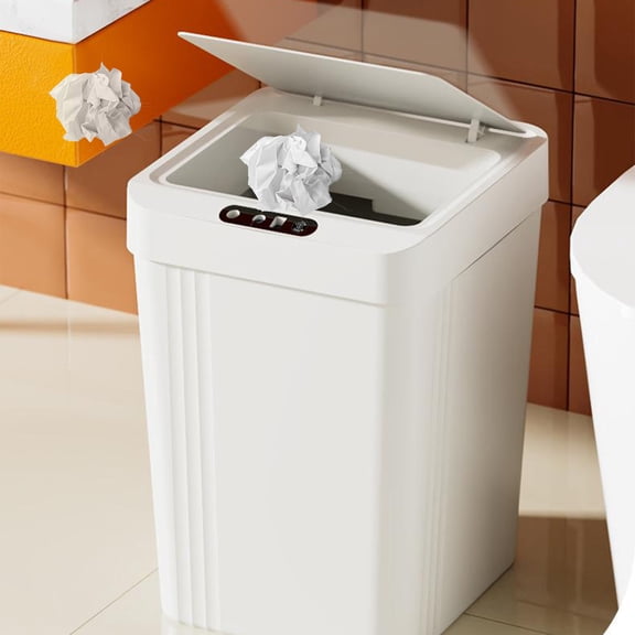 13L Three-Mode Sensor Trash Can, Touchless Kitchen Bin, Contactless Sensor/Button/Vibration Modes, Silent Open and Close, Airtight, Suitable for Home Office Living Room