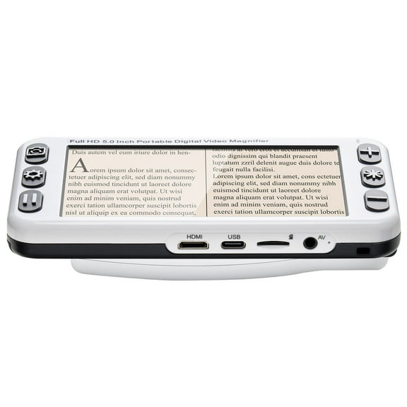 13MP Dual Lens 5-inch Portable Digital Magnifier, 2X-48X Zoom Electronic Reading Aid for Low Vision, 26 Color Modes, AV/HDMI Output & Foldable Handle
