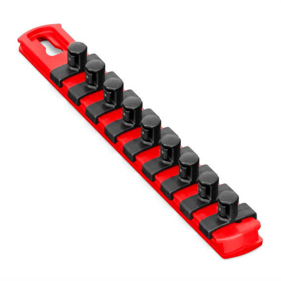 Ernst Mfg. 13 Magnetic Socket Organizer with 11 Twist Lock Clips - Red - 1/2