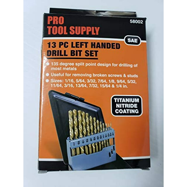 13PC LEFT HAND DRILL BIT SET, TITANIUM COATED, 135 DEGREE SPLIT POINT