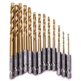 thumbnail image 1 of 13PCS HSS-G M2 Twist Drill Bit Set Metal Titanium 1/16"-1/4" Hex Shank Bits Kit, 1 of 8