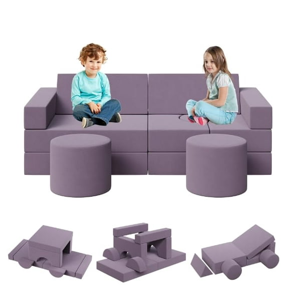 13PCS Modular Kids Play Couch,Toddler Sofa With Washable Velvet Covers,Children Building Fort Couch Set,Convertible Foam Floor Chair for Playroom,Living Room,Indoor Kids Sofa for Boys and Girls