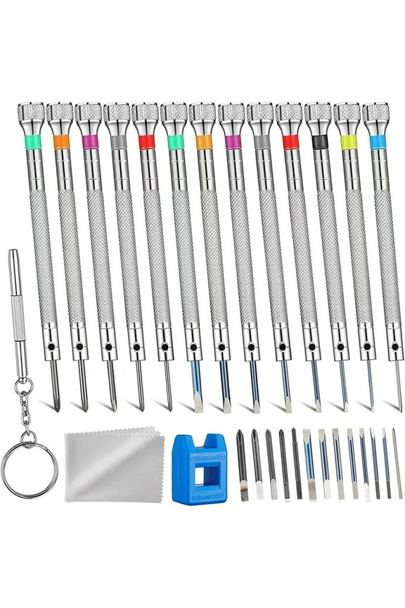 13PCS Professional Watch Screwdriver Set, Micro Precision Glasses Repair Kit, with 13PCS 0.2-2.0MM Extra Replace Blades, for Eyeglass Sunglass Watchmaker Jewelry Computer Phone Small Tools