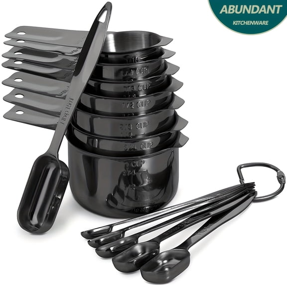 13PCS Stainless Steel Measuring Cups & Spoons Set, Stackable Dishwasher Safe Food-Safe Metal Tools for Dry/Liquid Cooking & Baking, Kitchen Gift