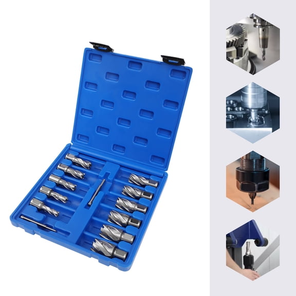 13PCS Tool Set Annular Cutter 7/16" TO 1-1/16" Drill Bits 1 inch Cutting Depth