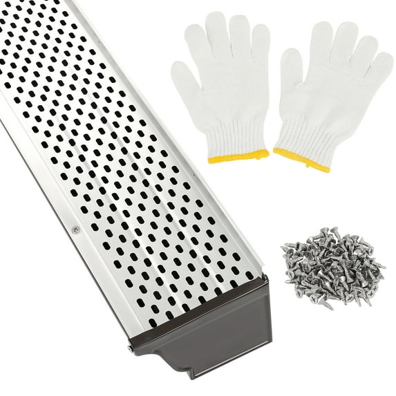 13Pack Gutter Guards, 48x5in Aluminum Gutter Cover, 52FT Total Length with Screws Included, 5x10mm Hole Diameter with Gloves, 5" Gutter Guards Fit for All Gutter Type