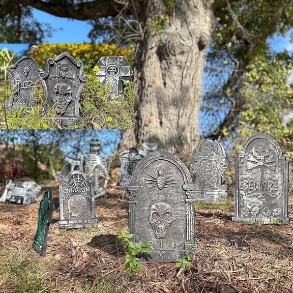 13Pack(4x22"+9x17") Halloween Foam RIP Tombstones for Halloween Graveyard, Yard, Garden Headstone Decorations
