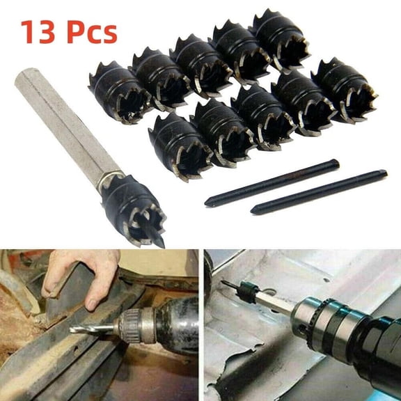 13Pack Spot Weld Cutter Sets Double Sided 3/8" HSS Spot Weld Cutter Remover