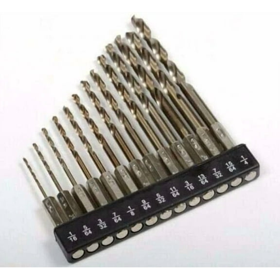 13Pc 1/4" Hex Shank Quick Change Cobalt Drill Bit Set
