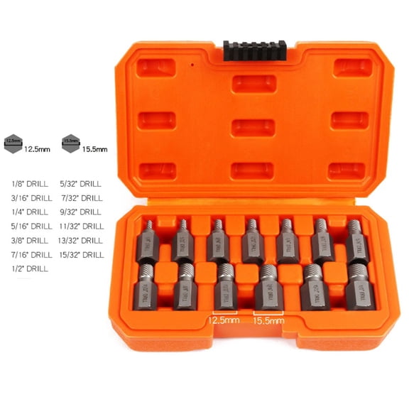13Pc Screw Extractor Set Damaged Broken Bolt Screw Extractor Hex Head Extractor