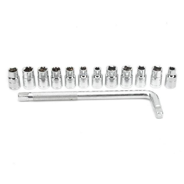 13Pcs 1/2in External Hex Socket Sleeve LShaped Wrench Drive Set for Car
