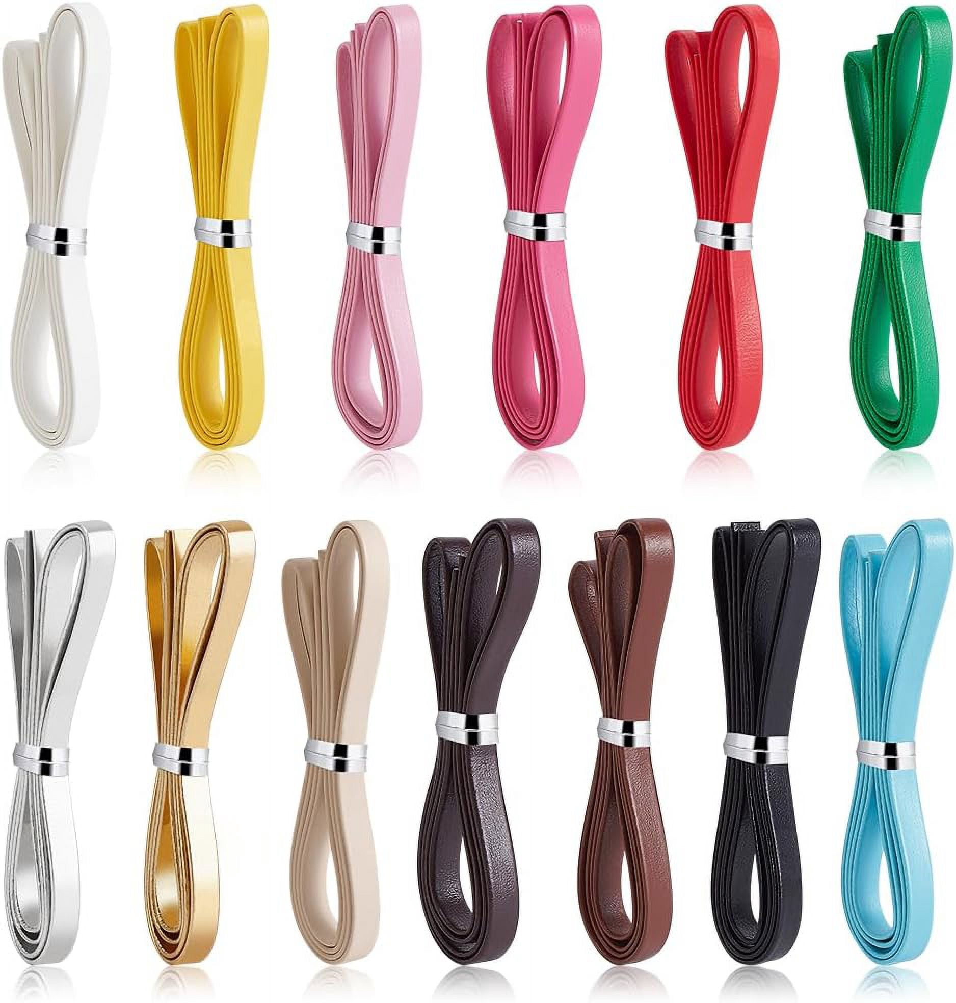 13Pcs 7 Yard Flat Imitation Leather Cord 5.5mm Wide Leather Strips Cord ...
