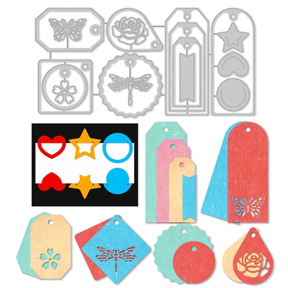 13Pcs Bookmark Embossing Template Lable Box Carbon Steel Die Cuts Love Die Cut for Scrapbooking Card DIY Craft DecorationDIY