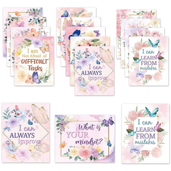GROBRO7 Watercolour Butterfly Posters for Classroom Wall Decoration,13Pieces