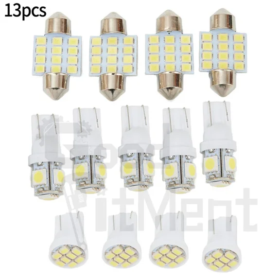 13Pcs Car Accessories Interior Led Lights For Dome License Plate Lamp Bulb Light