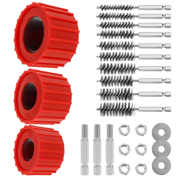 13Pcs Copper Pipe Cleaner Set Professional Copper Tube Cleaning Brush 1/2 3/4 1 inch Reusable Pipe Cleaning Tool for Electric Drill