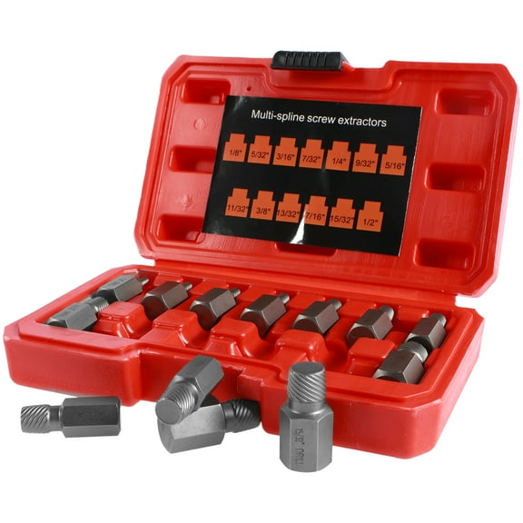 13Pcs Damaged Screw Extractor Set Broken Screw Remover Kit Easy Out Bolt Stud Extractor Chromium Molybdenum Steel Multi-Spline Screw Remover 1/8inch-1/2inch for Broken Screws