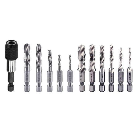 13Pcs Drill And Tap Bit Set With Adapter Sae/Metrictapping Hex Shank Drill Bits Integrated Composite Wire Tap Bits Hand Tools Fangkenuo