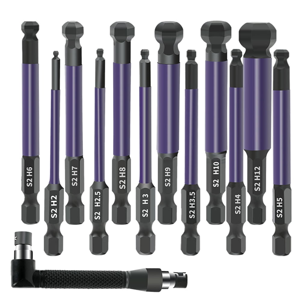 13Pcs Drill Bit Set Magnetic Drill Bit Impact Driver Hex End Ball End Hex Bit 2/2.5/3/3.5/4/5/6/7/8/9/10/12mm