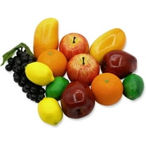 13Pcs Fake Fruit Artificial Plastic Fruits Simulate Faux Fruit Lifelike Simulation for Decor Fake Apples Faux Lemons Oranges Mango Grapes for Home Kitchen Party Photography Props Model Decoration