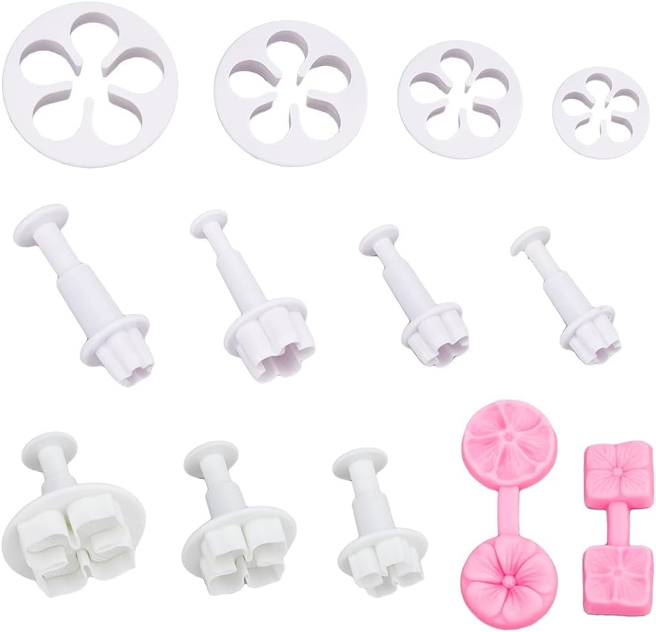SUPERFINDINGS 13Pcs Flower Clay Cutters Set - Silicone & Plastic Polymer Clay Tools For Fondant, Cookie, Earrings DIY