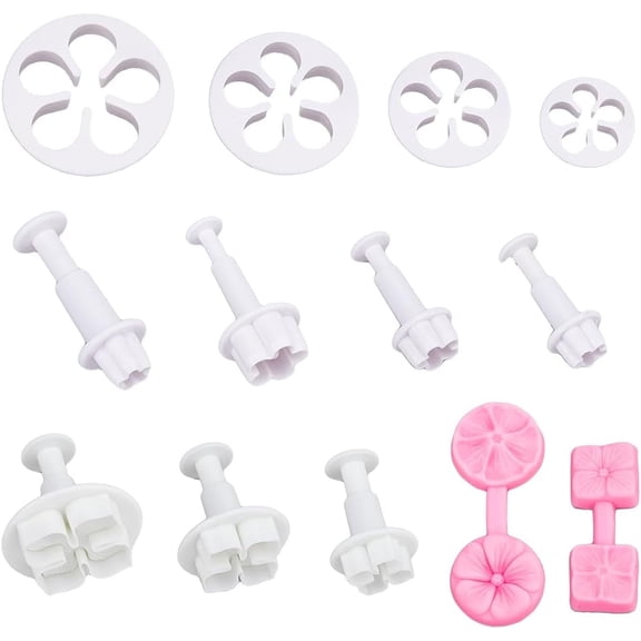 13Pcs Flower Clay Cutters Set Silicone Clay Modeling Tool Plastic Polymer Petal Clay Cutters Fondant Cake Cookie Plunger Cutter Petal Press Mold Five-Petaled Clay Earrings Cutters Mixed Color