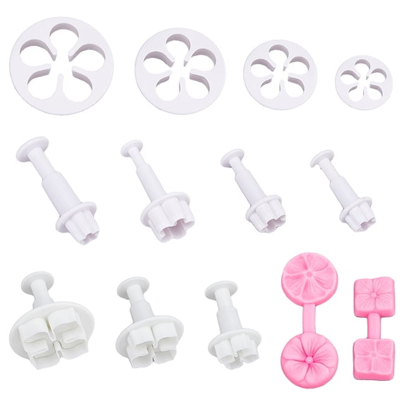 13Pcs Flower Clay Cutters Set Silicone Clay Modeling Tool Plastic Polymer Petal Clay Cutters Fondant Cookie Plunger Cutter Petal Press Mold