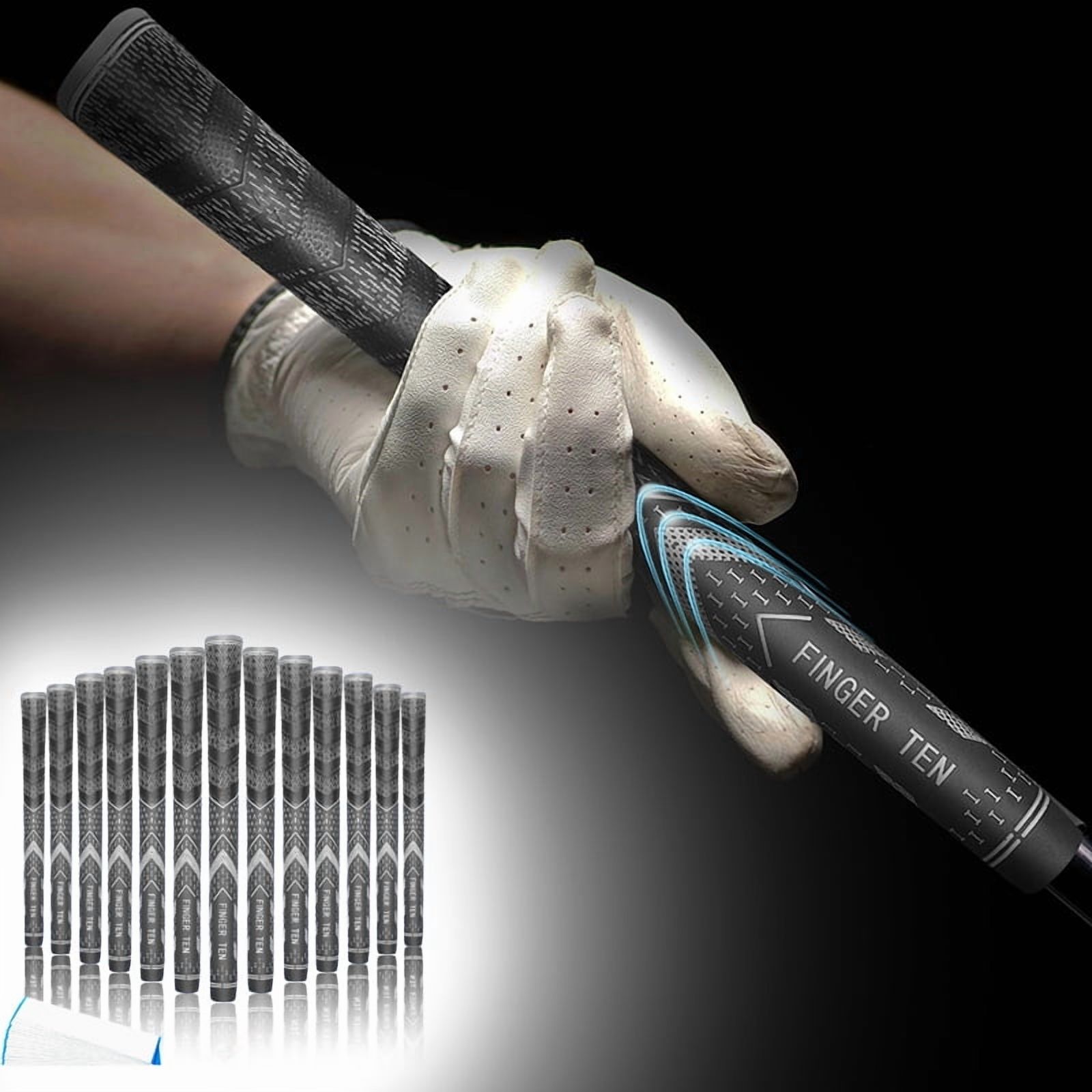 13Pcs Golf Club Grips with Tape - Hybrid Grip Set with Raised Ridge ...