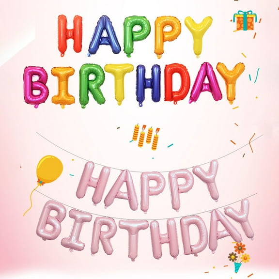 13Pcs Happy Birthday Balloon Banner Aluminum Foil Inflatable Hanging Letter Balloons for Party Decorations