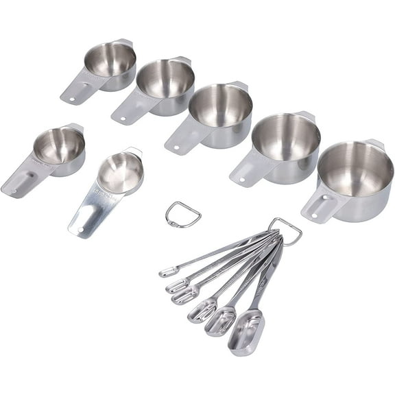 13Pcs Measuring Spoons Set Stainless Steel,Measuring Cups with Scales Baking Measuring Spoons Metal Table Spoons Measuring Spoon Kitchen Utensils Easily for Dry or Liquid,Fits in Spice Coffee