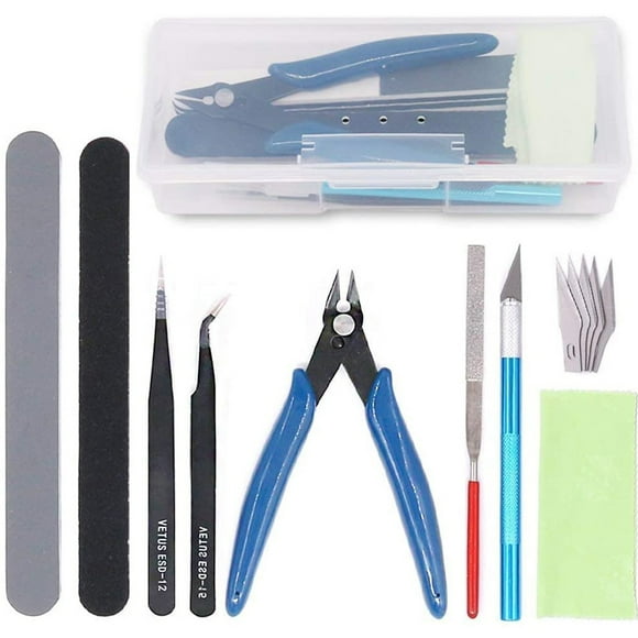 13Pcs Model Tools Kit Hobby Building Tools Craft Set For Beginner & Advanced Modeler, Suitable For Toy Car Robot Cartoon Craft Making, Durable Carbon Steel Side Pliers &