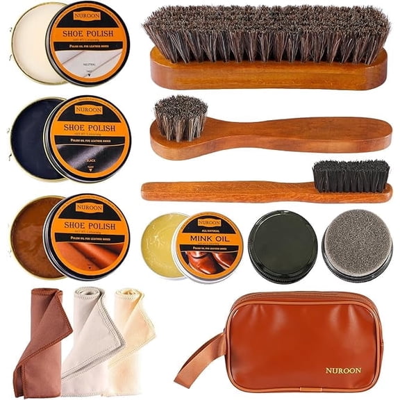 Hisekaai Shoe Care Kit, Brown, L, 13 Pcs