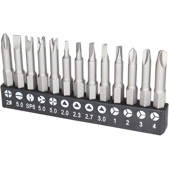 13Pcs Special Shape Screwdriver Insert Bit Set CR-V Steel 50mm Length 1/4 Inch Hex Shank, Phillips, Slotted, Inner Cross, 3-Points, Spanner, Y-Type, Triangle Magnetic Appliance Repair Parts