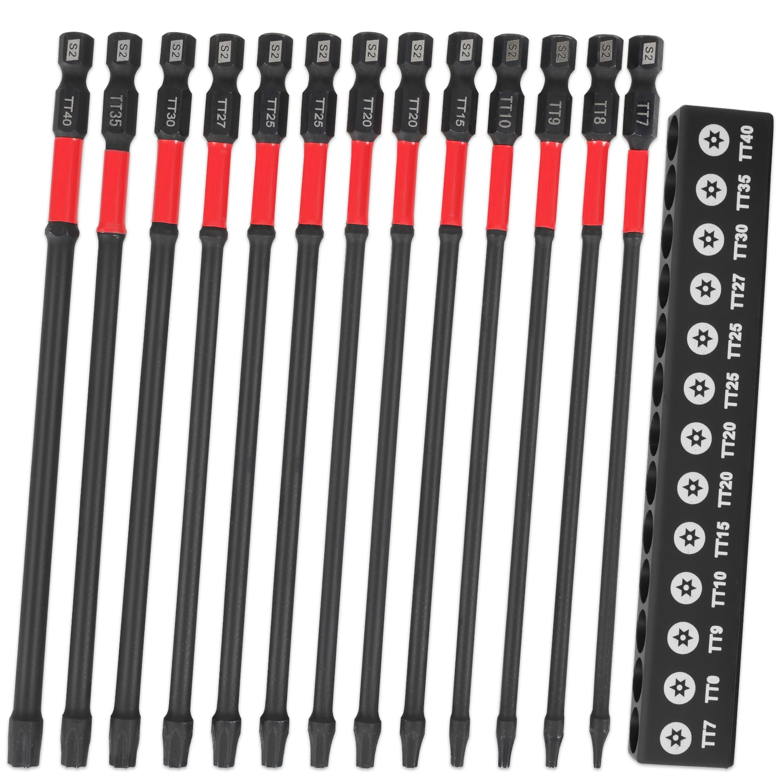 13Pcs Tamper Proof Torx Bit Set Impact Torx Bits 6'' Long TT7-TT40 1/4 ...