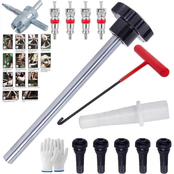 13Pcs Tire Valve Stem Tool Kit Quick Replacement Installer Repair Set for Replacing Leaky Valves Car Motorcycle Trailer Mower Tire Maintenance