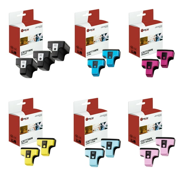 13Pk LTS Compatible for HP 02 B/C/M/Y/LC/LM HY Photosmart C5180 3310 Ink