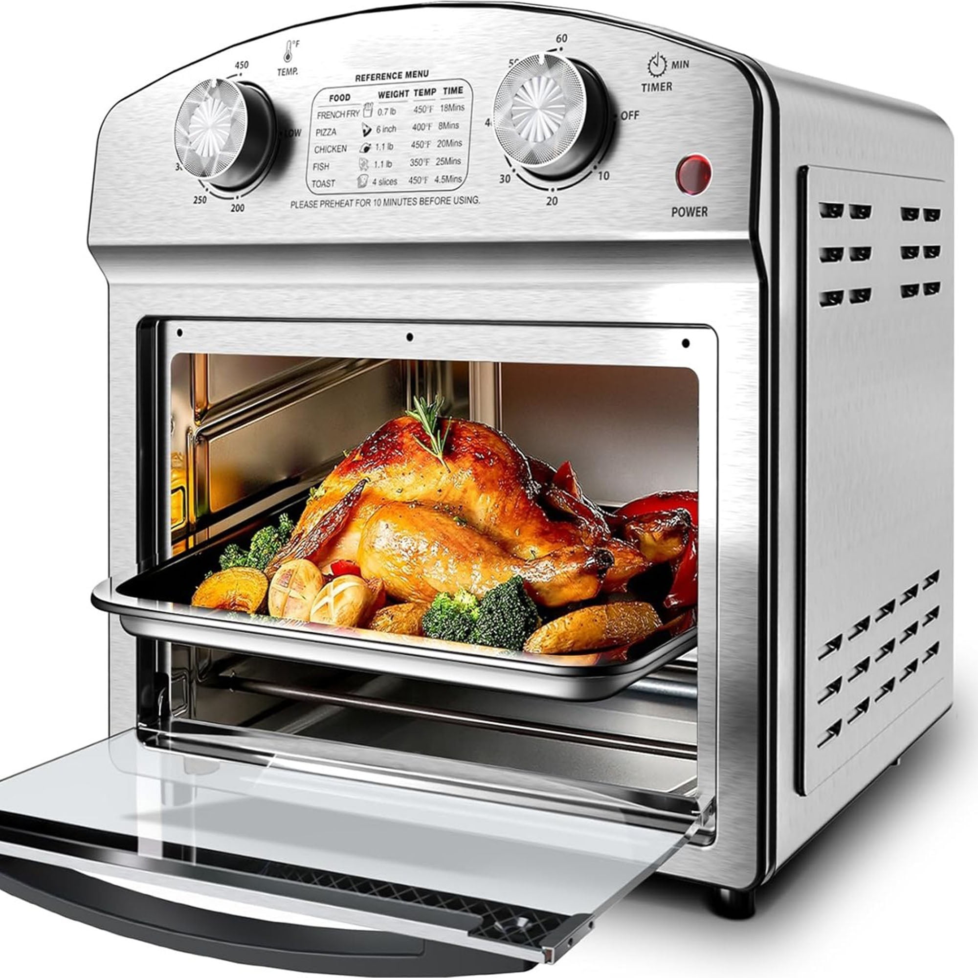 13QT Stainless Steel Air Fryer Oven – 85% Less Oil, 360° Hot Air, Multi-Function for Small Families