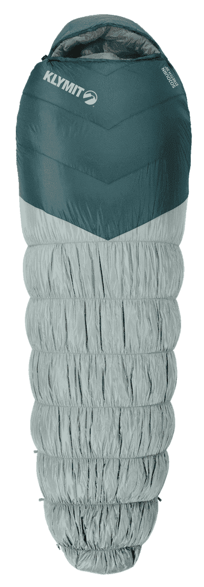 Klymit Sojourn Stretch 20 Degree Sleeping Bag, Lightweight 3-Season Adjustable Mummy Bag for Camping & Backpacking, Large