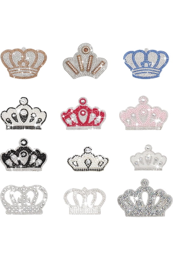 13Styles Rhinestone Clothes Patches Shape Hotfix Rhinestone Patches Iron on Patches for Clothing Repair Dress Shoes Garment Decoration DIY Gift